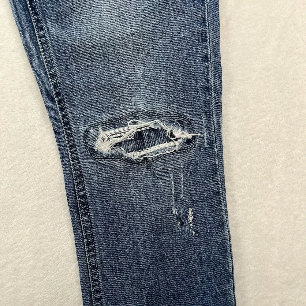 Dear John Erin Slim Straight Jeans Womens 25 Medium Wash Denim Distressed